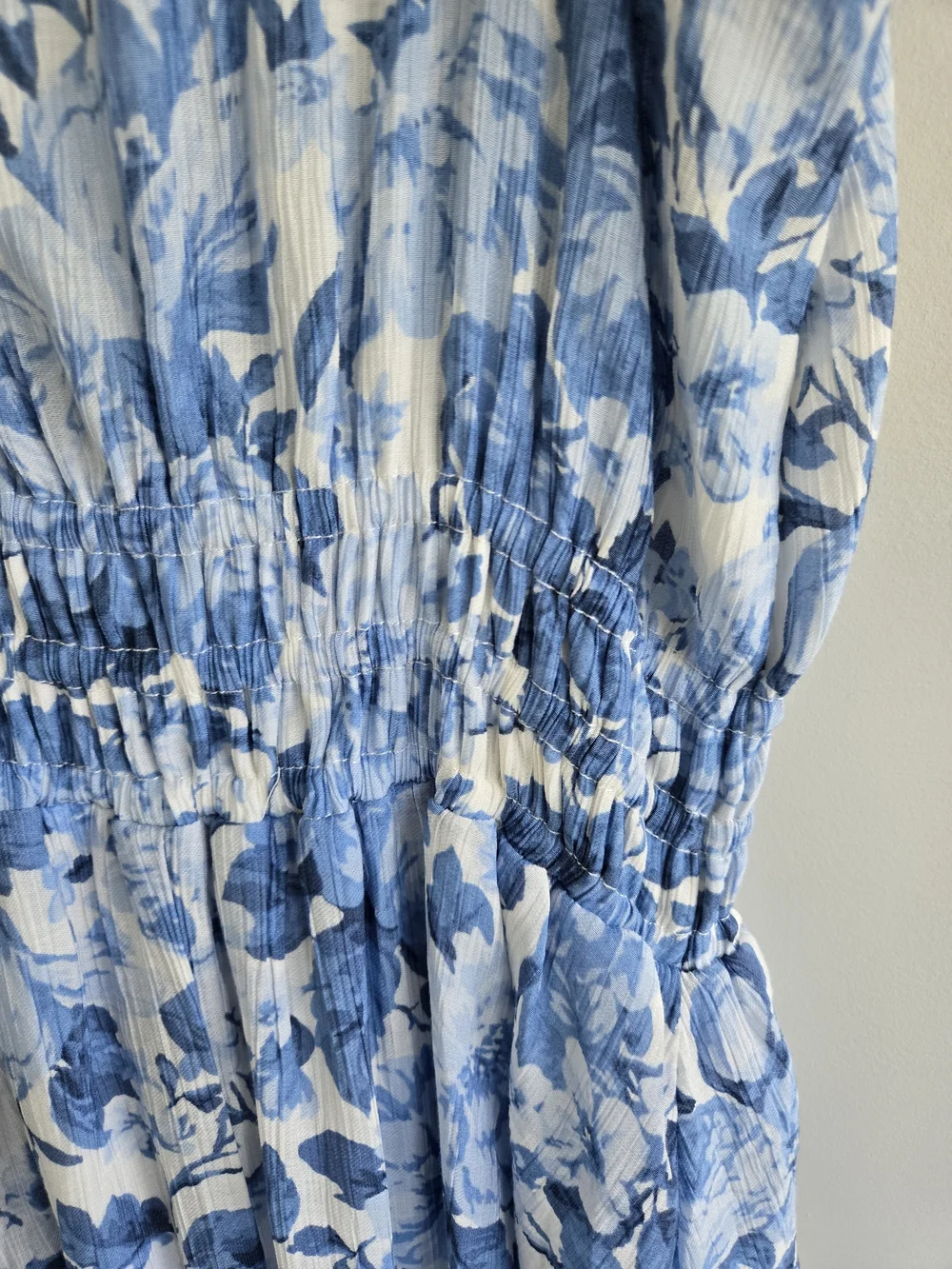 Abercrombie & Fitch White and Blue Floral Spaghetti-Strap Maxi Dress